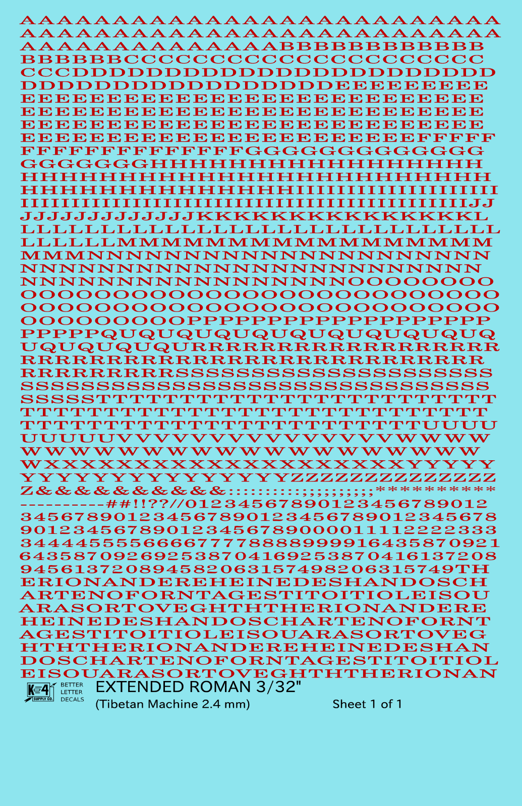 Extended Roman Letter Number Alphabet