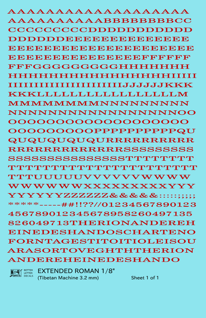 Extended Roman Letter Number Alphabet