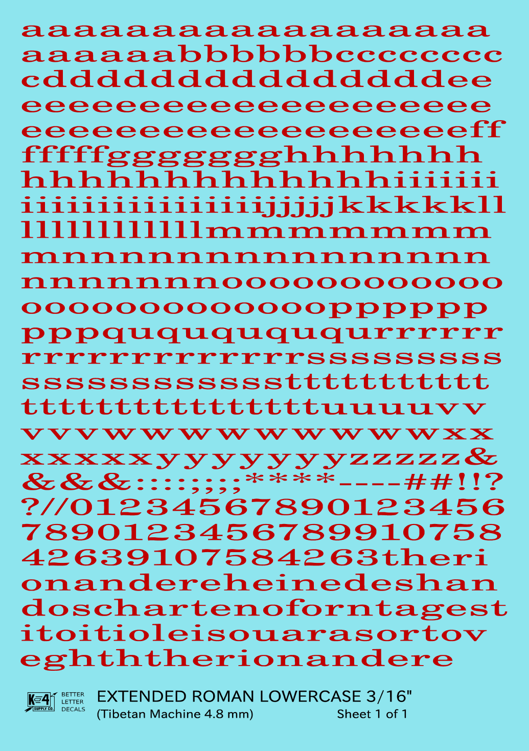 Lowercase Extended Roman Letter Number Alphabet