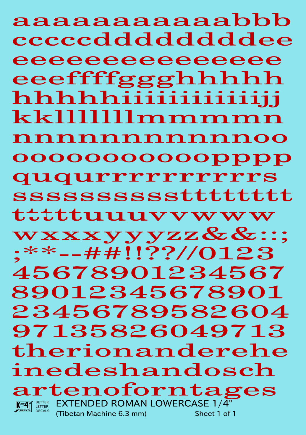 Lowercase Extended Roman Letter Number Alphabet