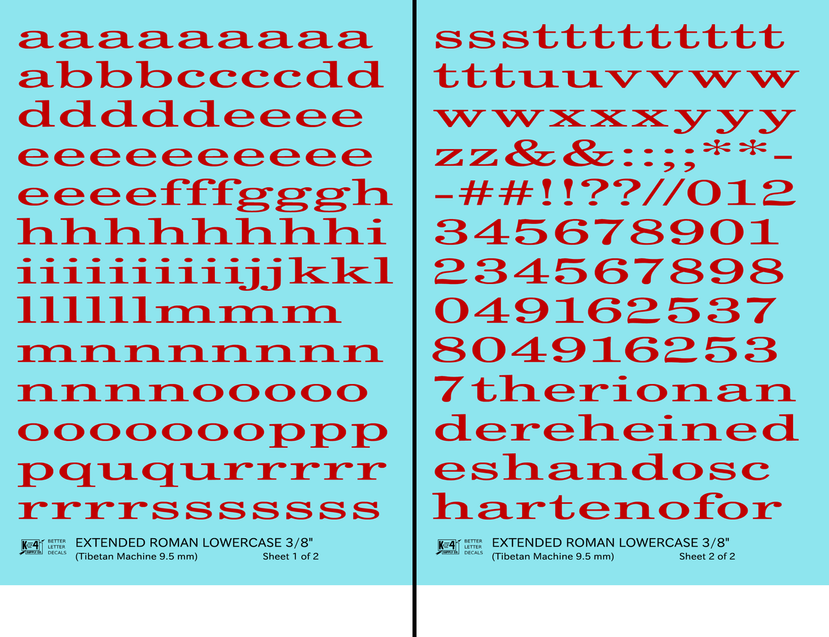 Lowercase Extended Roman Letter Number Alphabet