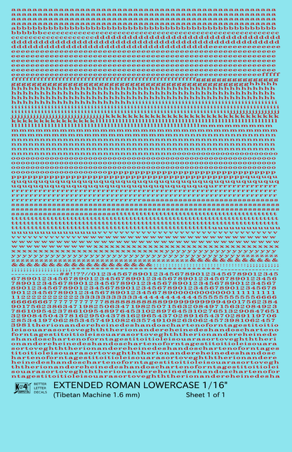 Lowercase Extended Roman Letter Number Alphabet