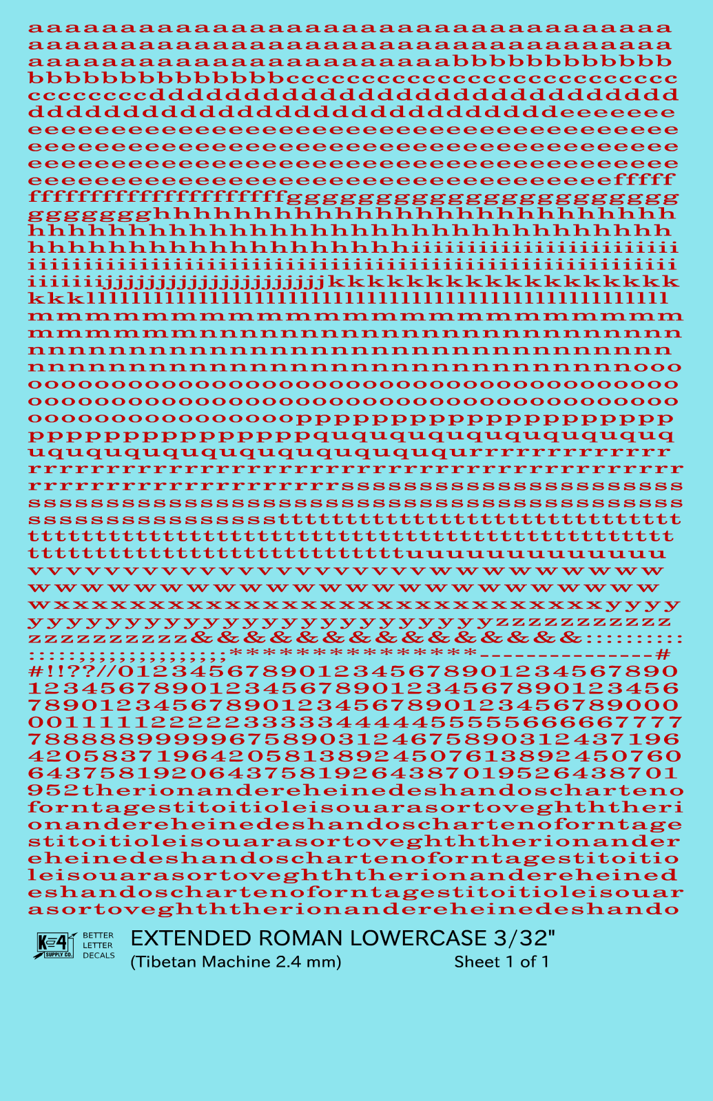 Lowercase Extended Roman Letter Number Alphabet