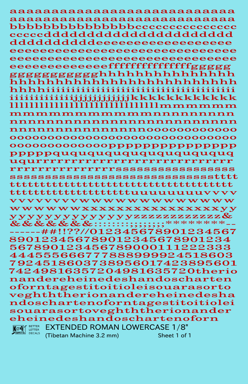 Lowercase Extended Roman Letter Number Alphabet