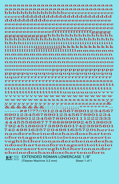 Lowercase Extended Roman Letter Number Alphabet