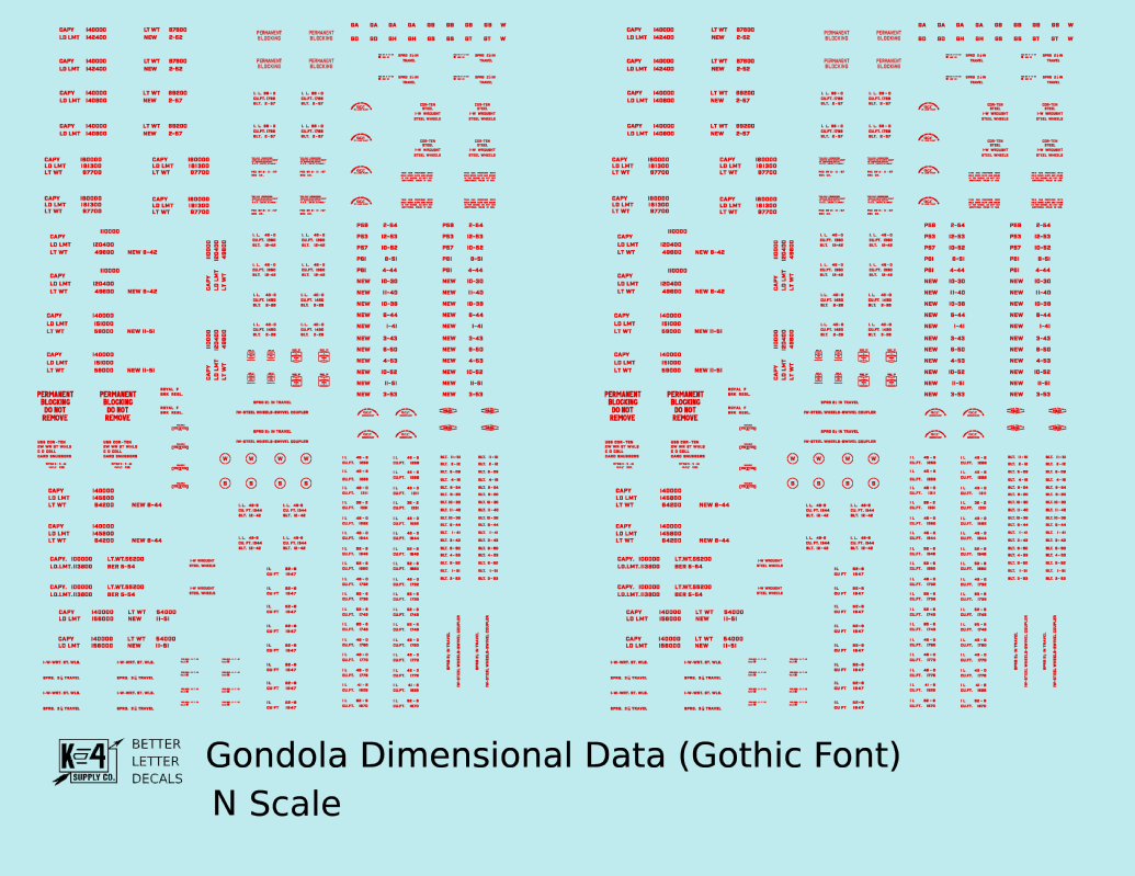 Dimensional and Weight Data Gondola Gothic Font