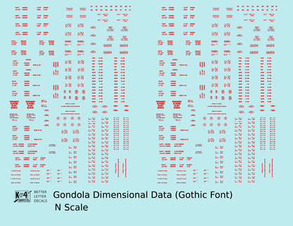 Dimensional and Weight Data Gondola Gothic Font