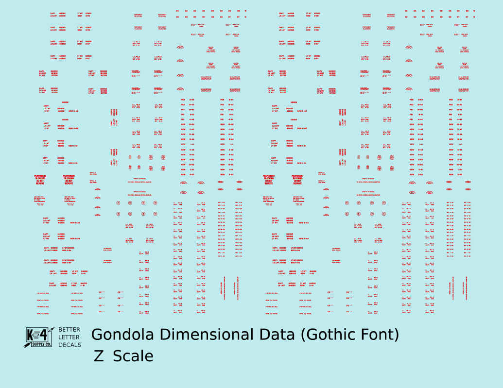 Dimensional and Weight Data Gondola Gothic Font