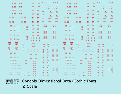Dimensional and Weight Data Gondola Gothic Font