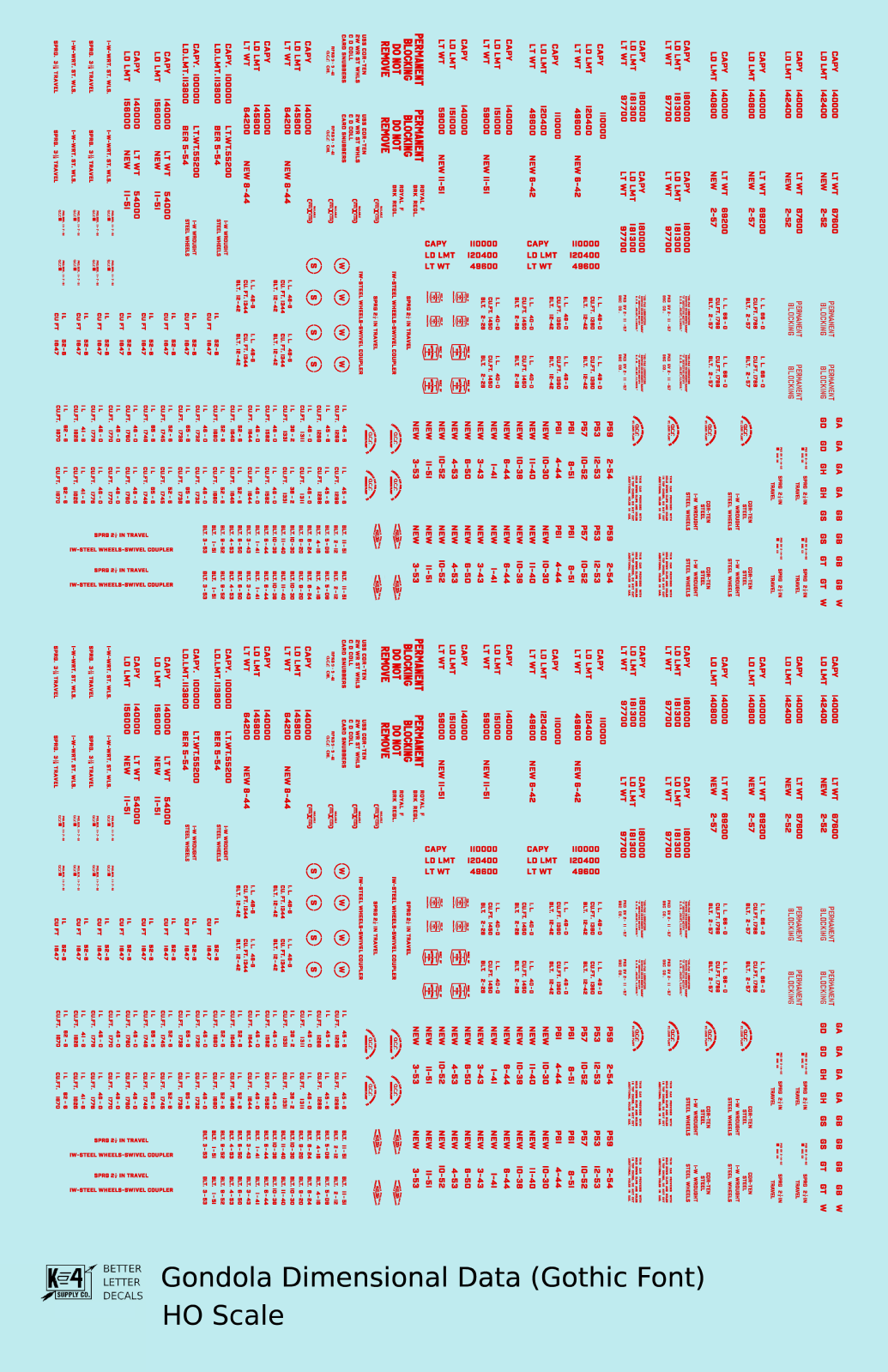 Dimensional and Weight Data Gondola Gothic Font
