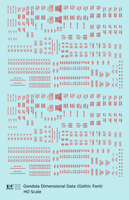 Dimensional and Weight Data Gondola Gothic Font