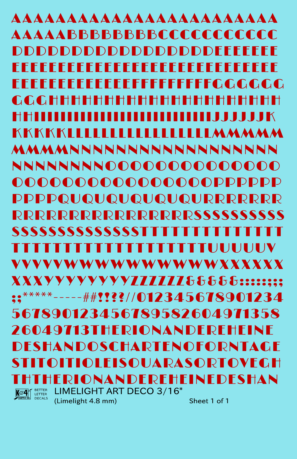 Limelight Art Deco Letter Number Alphabet