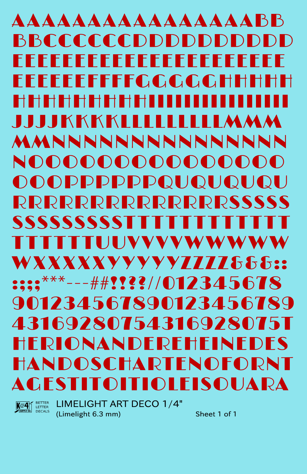 Limelight Art Deco Letter Number Alphabet