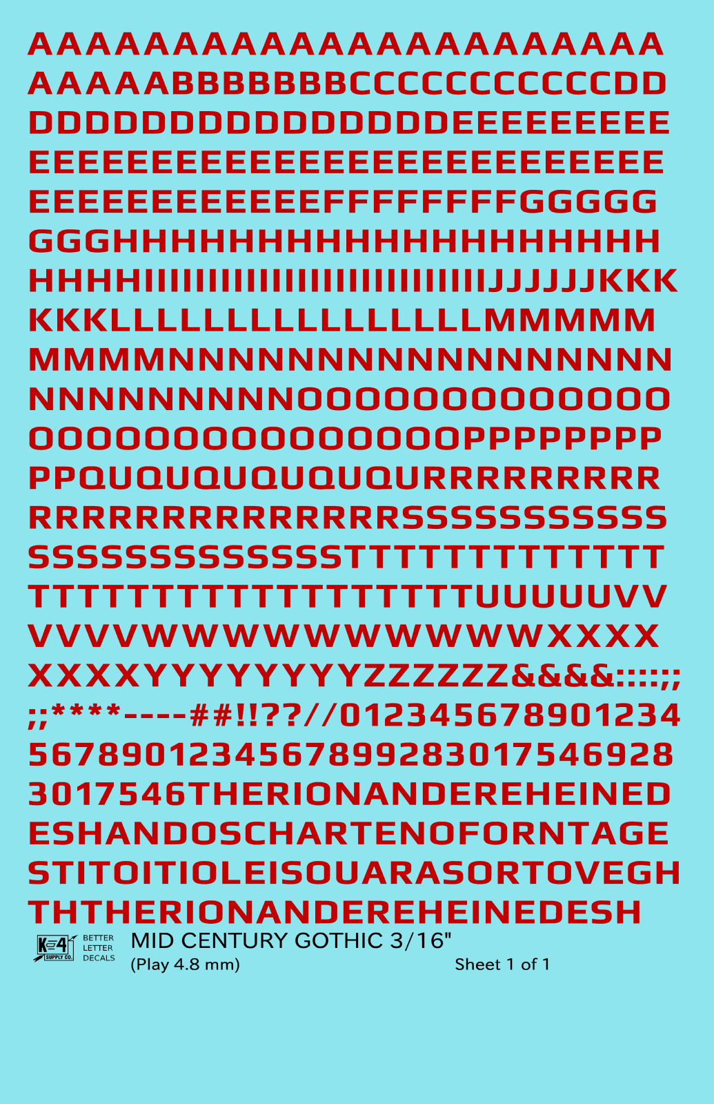 Mid Century Gothic Letter Number Alphabet