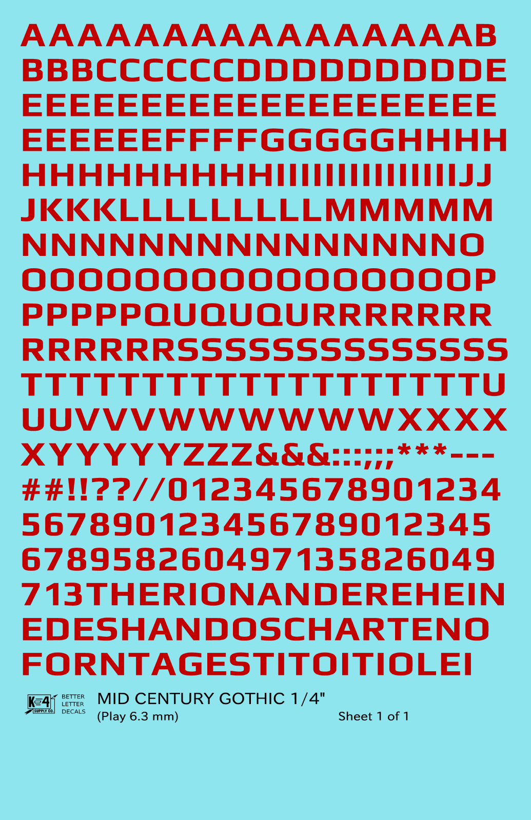 Mid Century Gothic Letter Number Alphabet
