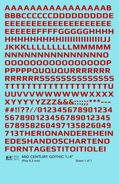 Mid Century Gothic Letter Number Alphabet