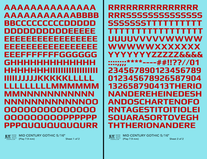 Mid Century Gothic Letter Number Alphabet