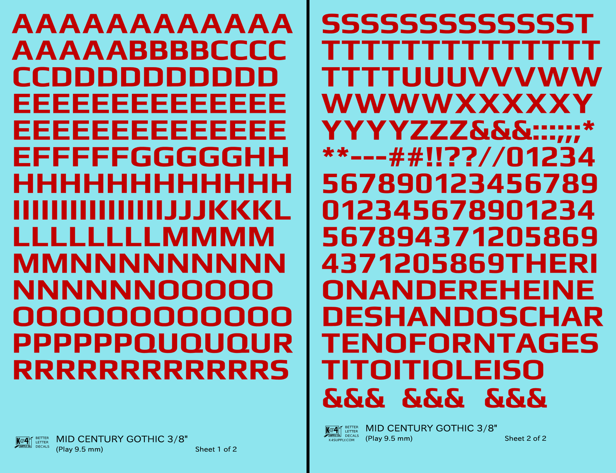 Mid Century Gothic Letter Number Alphabet