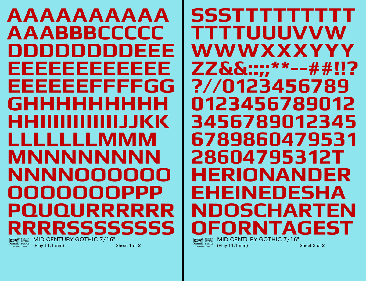 Mid Century Gothic Letter Number Alphabet
