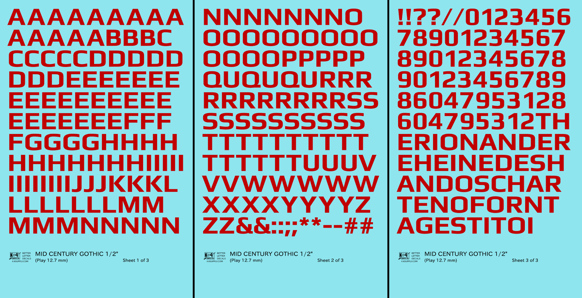 Mid Century Gothic Letter Number Alphabet