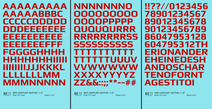 Mid Century Gothic Letter Number Alphabet