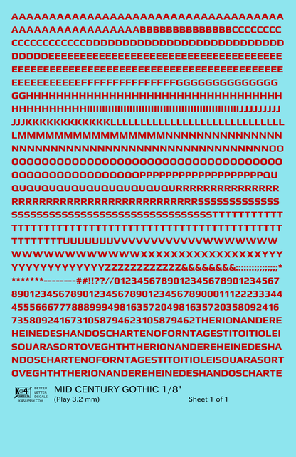 Mid Century Gothic Letter Number Alphabet
