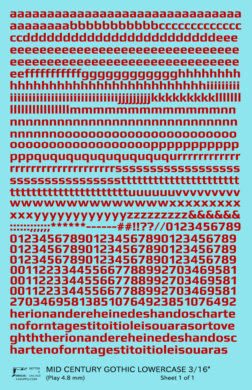 Lowercase Mid Century Gothic Letter Alphabet