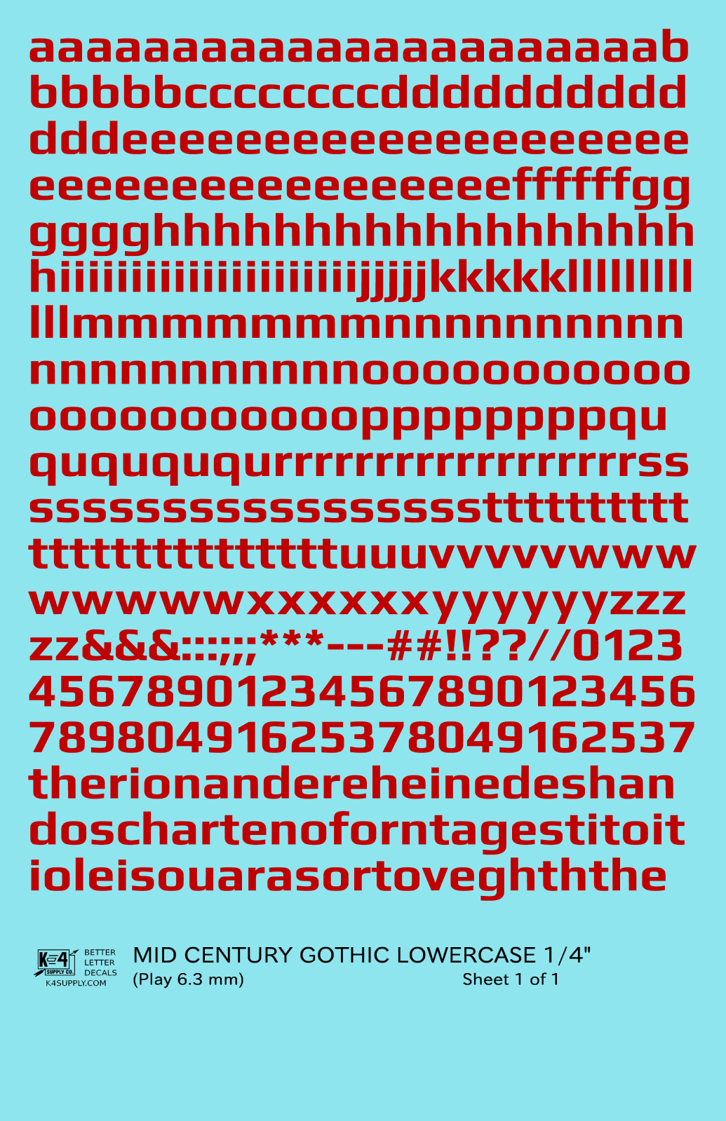 Lowercase Mid Century Gothic Letter Alphabet
