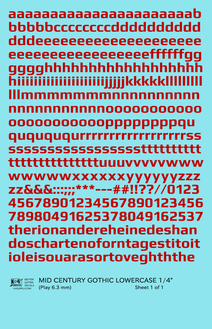 Lowercase Mid Century Gothic Letter Alphabet