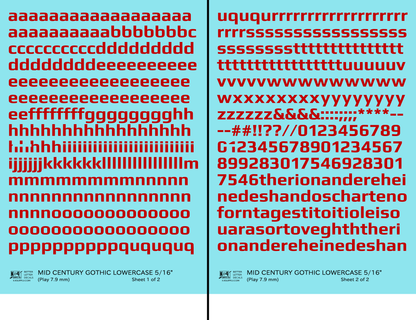 Lowercase Mid Century Gothic Letter Alphabet