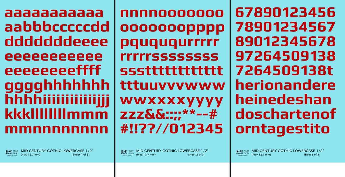 Lowercase Mid Century Gothic Letter Alphabet