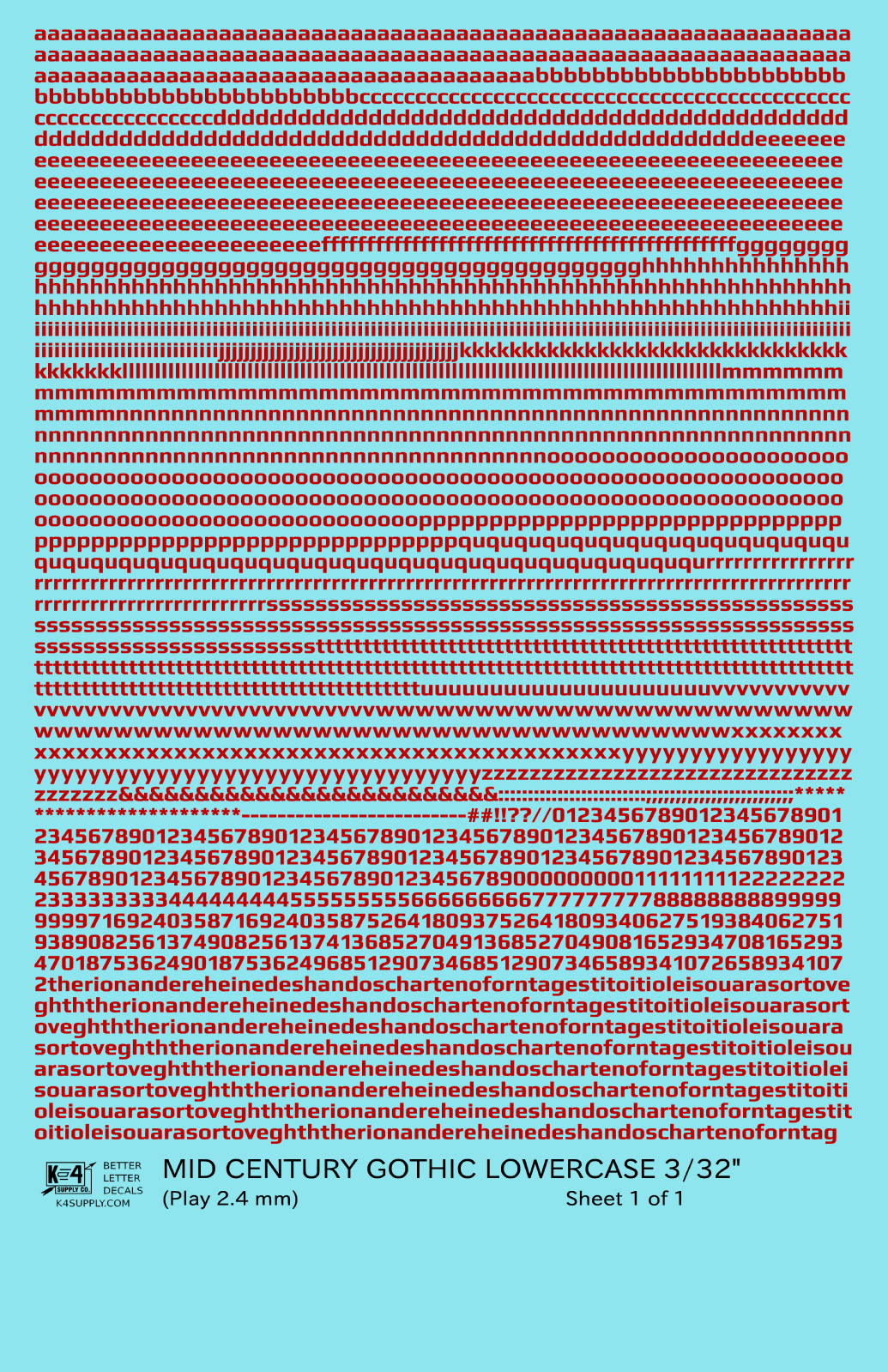 Lowercase Mid Century Gothic Letter Alphabet
