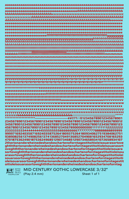 Lowercase Mid Century Gothic Letter Alphabet