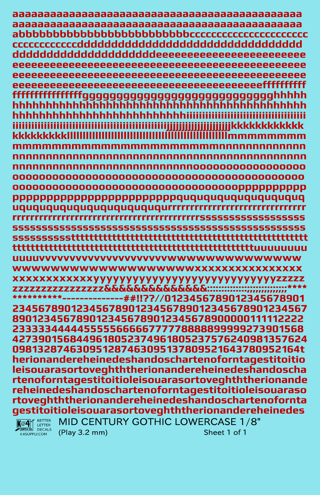 Lowercase Mid Century Gothic Letter Alphabet