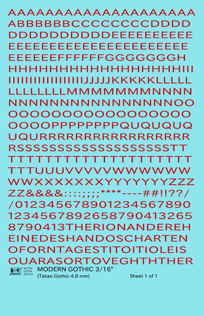 Modern Gothic Letter Number Alphabet