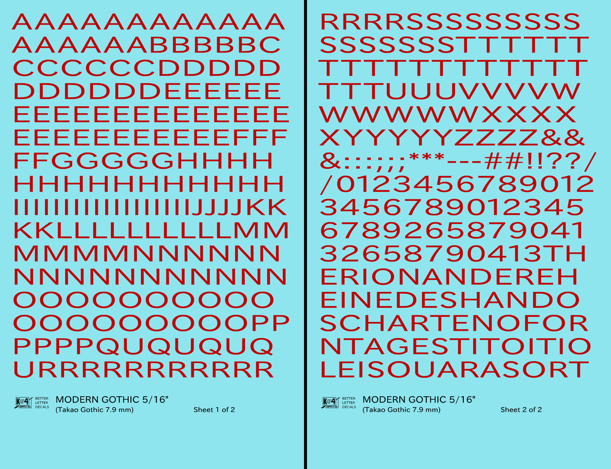 Modern Gothic Letter Number Alphabet