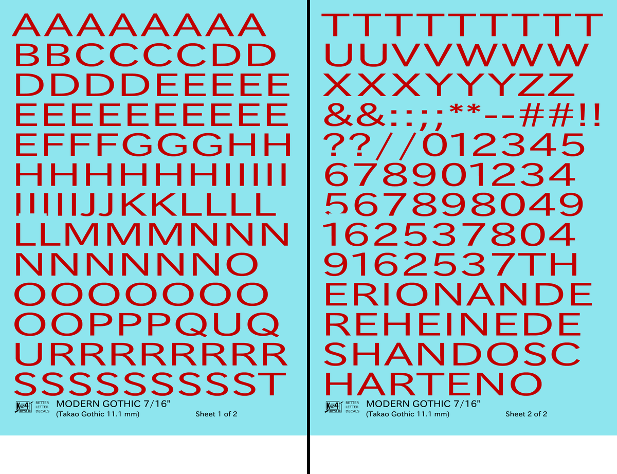 Modern Gothic Letter Number Alphabet