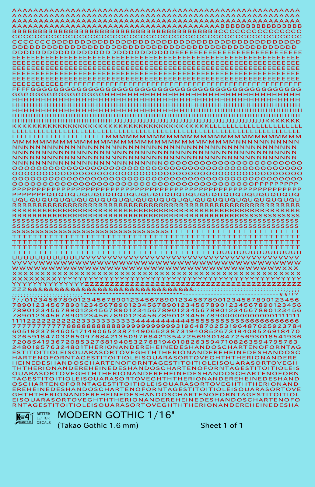 Modern Gothic Letter Number Alphabet