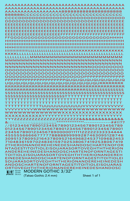 Modern Gothic Letter Number Alphabet