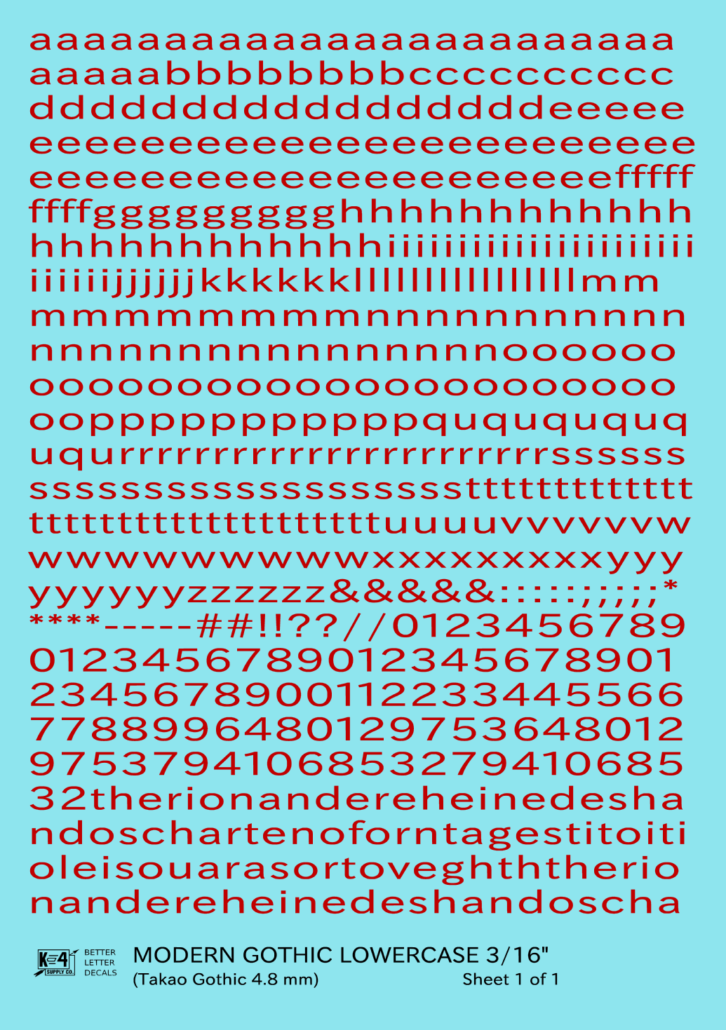 Lowercase Modern Gothic Letter Number Alphabet