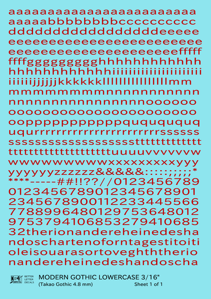 Lowercase Modern Gothic Letter Number Alphabet