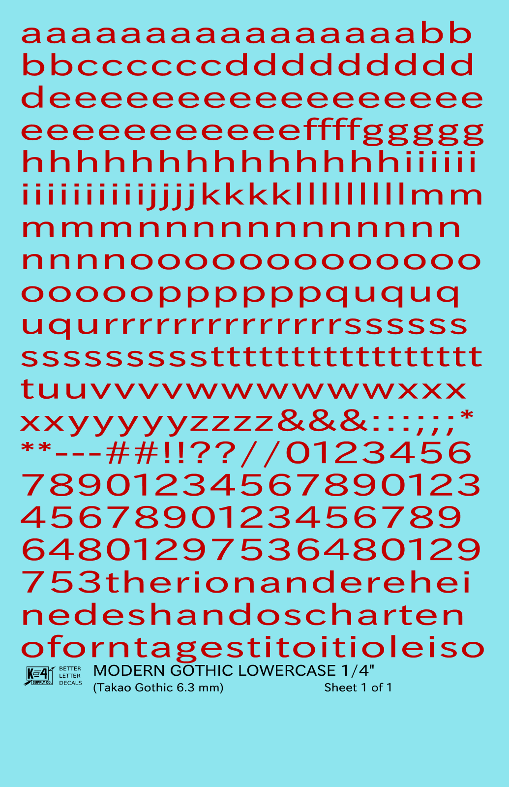 Lowercase Modern Gothic Letter Number Alphabet