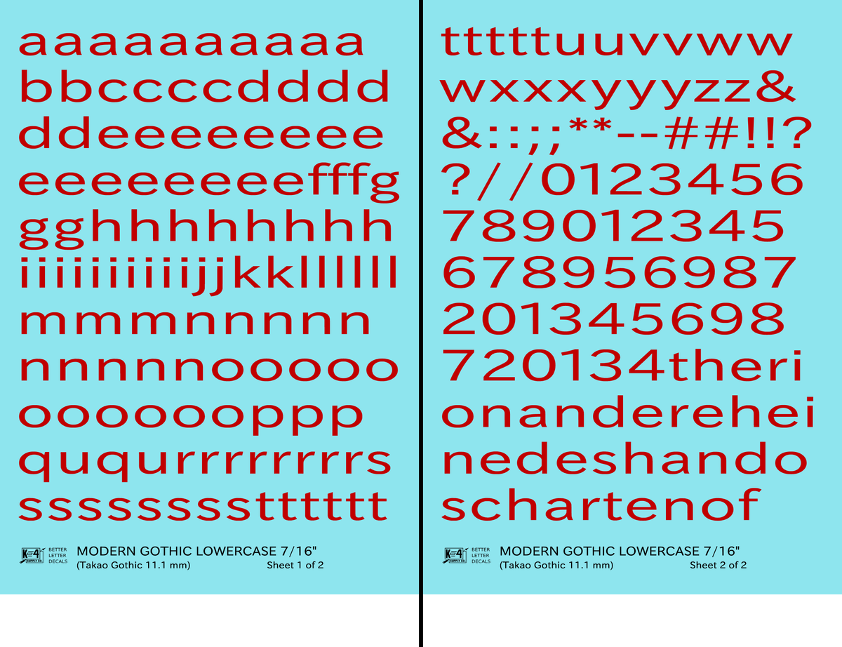 Lowercase Modern Gothic Letter Number Alphabet