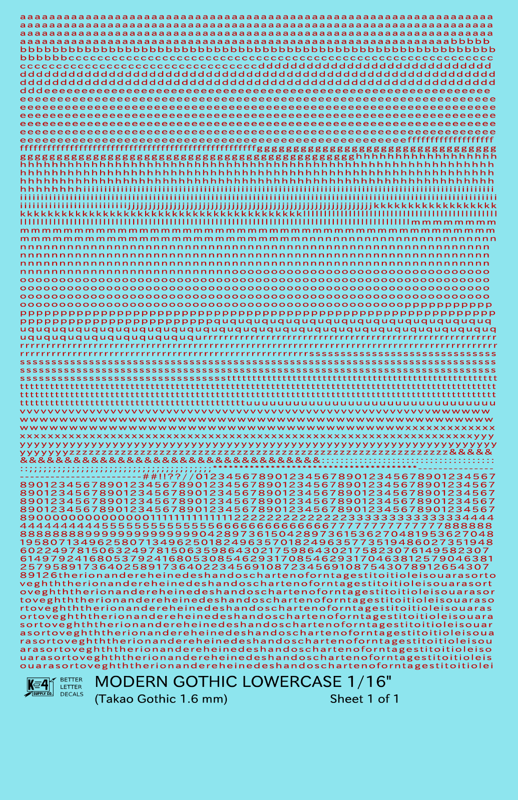 Lowercase Modern Gothic Letter Number Alphabet
