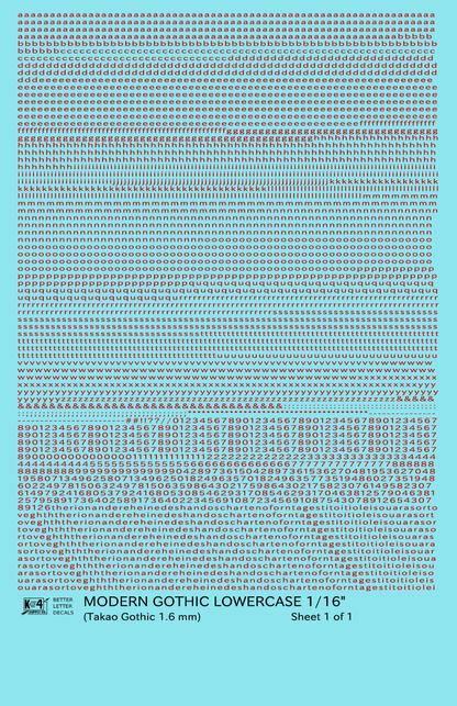 Lowercase Modern Gothic Letter Number Alphabet