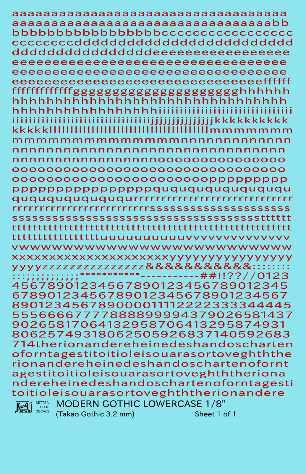 Lowercase Modern Gothic Letter Number Alphabet