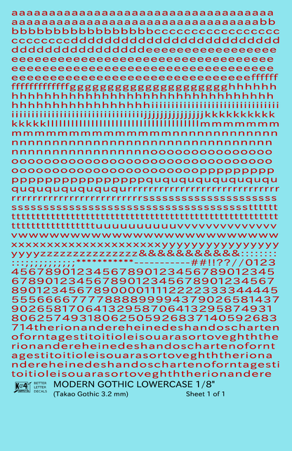 Lowercase Modern Gothic Letter Number Alphabet