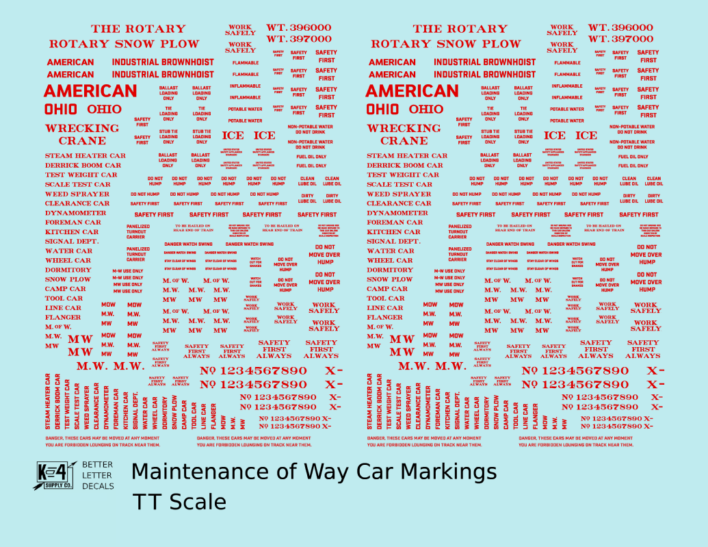 Maintenance Of Way (MOW) Data and Markings