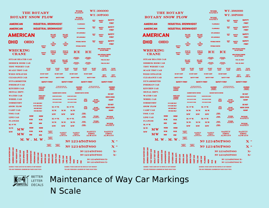 Maintenance Of Way (MOW) Data and Markings