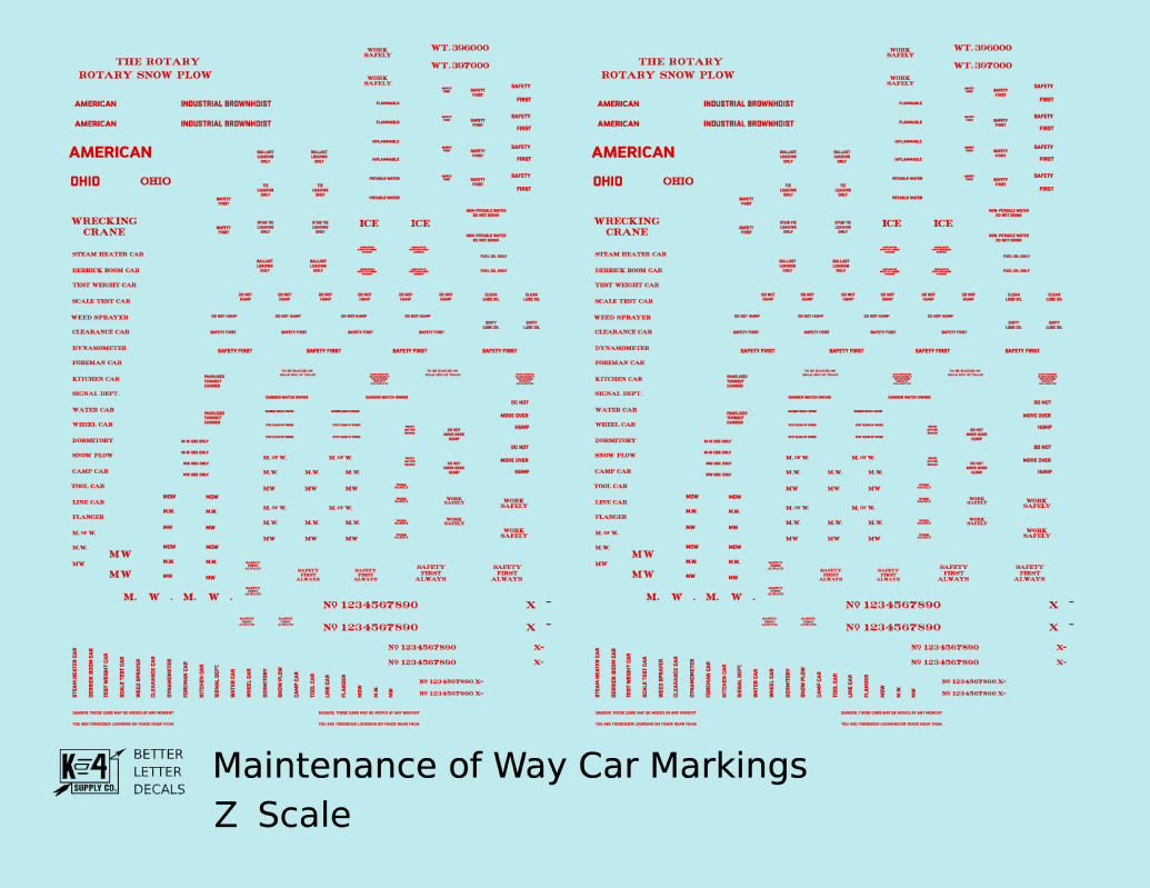 Maintenance Of Way (MOW) Data and Markings